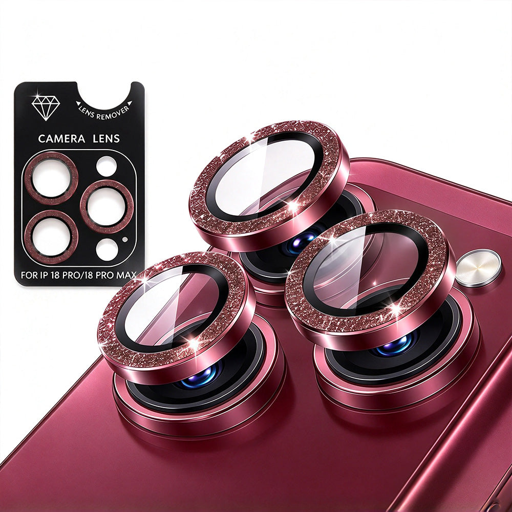 Glitter Camera Lens Protector for iPhone 18 Pro Max Alumina Glass Lens Cover Red