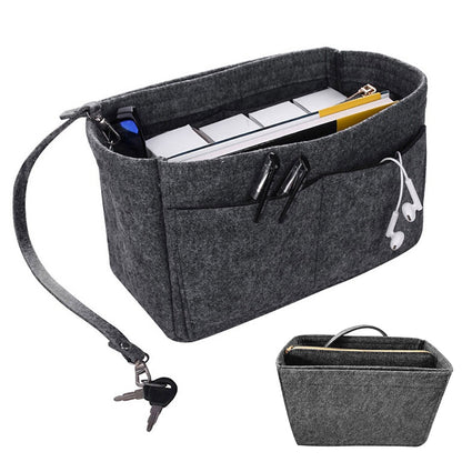 Thick Felt Tote Bag Organizer Insert with Multiple Pockets -Grey