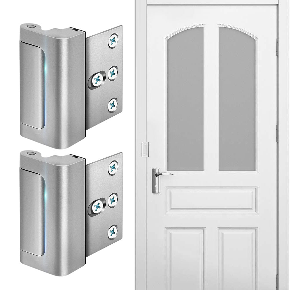 2 Pack Home Security Door Lock Door Reinforcement Lock -Silver