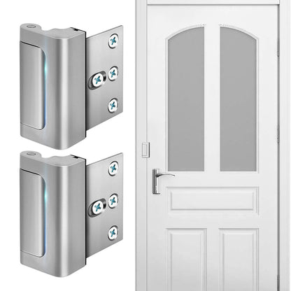2 Pack Home Security Door Lock Door Reinforcement Lock -Silver