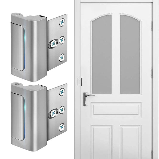 2 Pack Home Security Door Lock Door Reinforcement Lock -Silver
