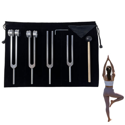 4Pcs Resonance Tuning Fork Set Sensory Tool for Yoga Meditation-Silver