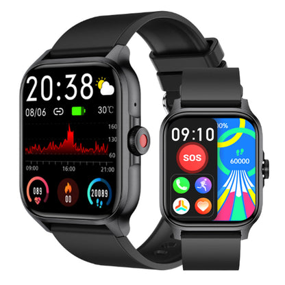 Bluetooth Smart Watch 1.85in HD Fitness Watch with 100+ Sports Modes Heart Rate Sleep Monitor for iOS Android Black