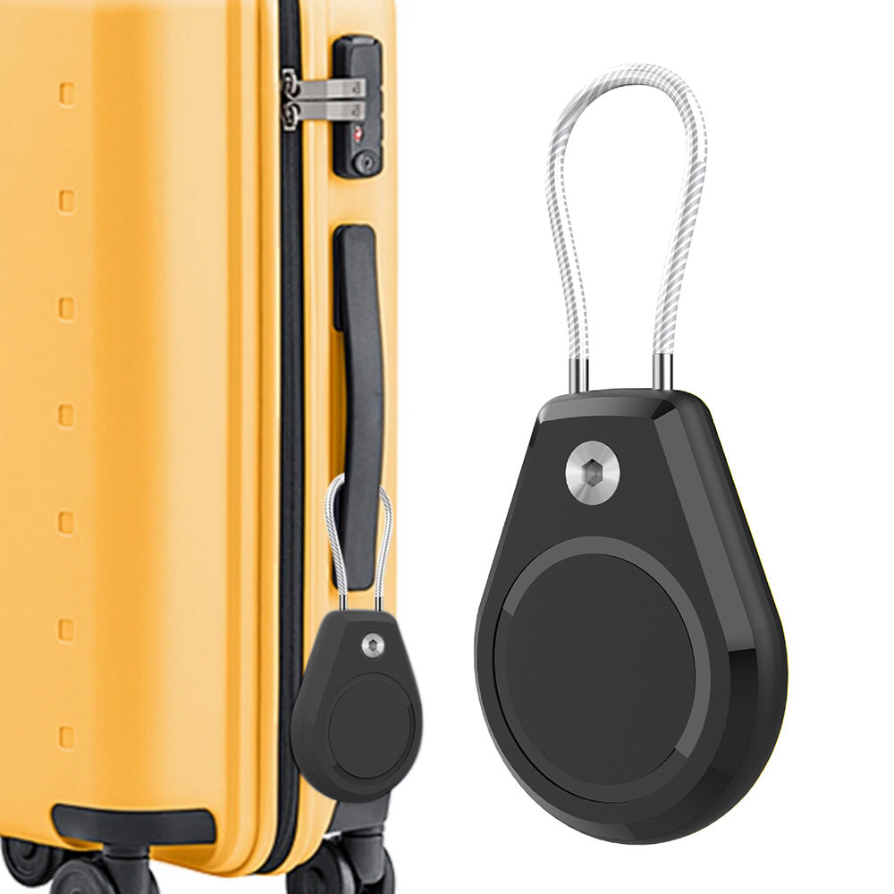 Lock Tracker Case with Steel Cable Hard Shell Protector for AirTag Keychain Luggage-Black