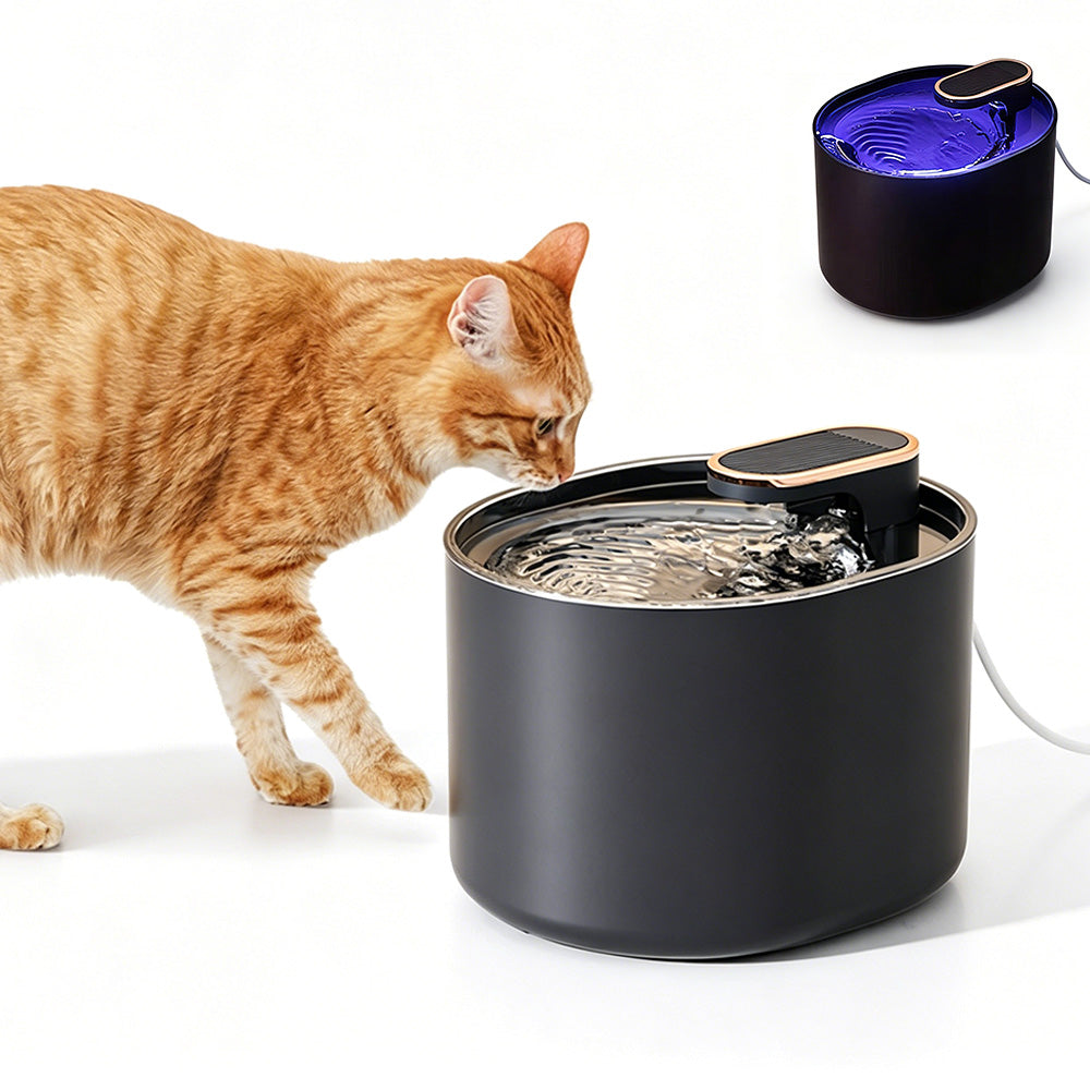 Pet Smart Water Fountain Automatic Shut Off with Red Light Indicator-Black
