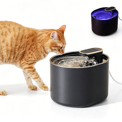 Pet Smart Water Fountain Automatic Shut Off with Red Light Indicator-Black