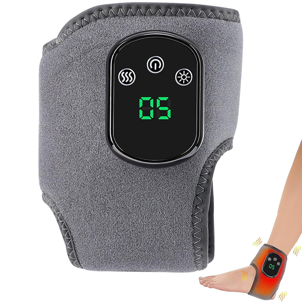 Electric Ankle Massager with Vibration Infrared Heat 5 Settings Rechargeable-grey
