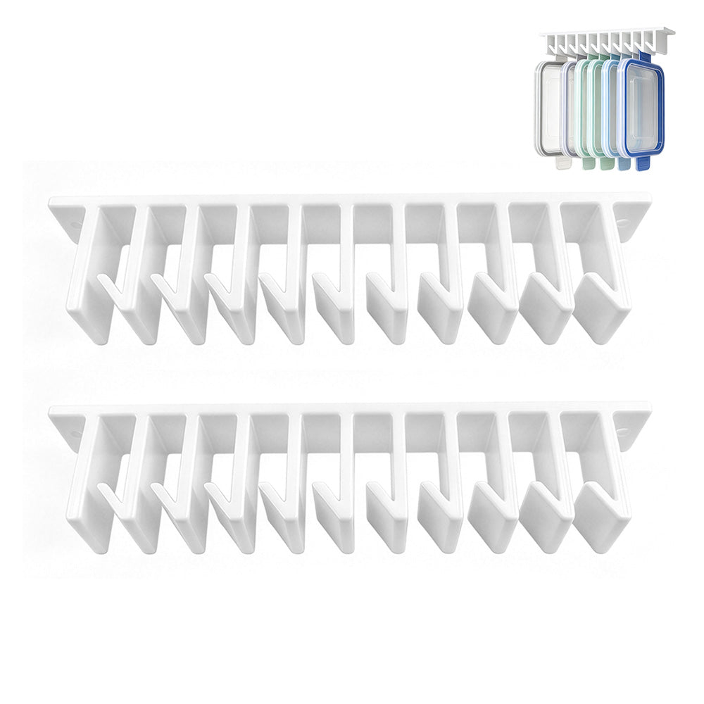 2 Pack 10 Slots Kitchen Under Cabinet Food Container Lid Organizer Storage White