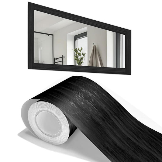 Peel and Stick Wood Grain Border Waterproof Sticker Self Adhesive for Wall-black
