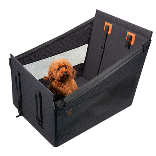 Dog Car Seat with Hard Bottom - Black