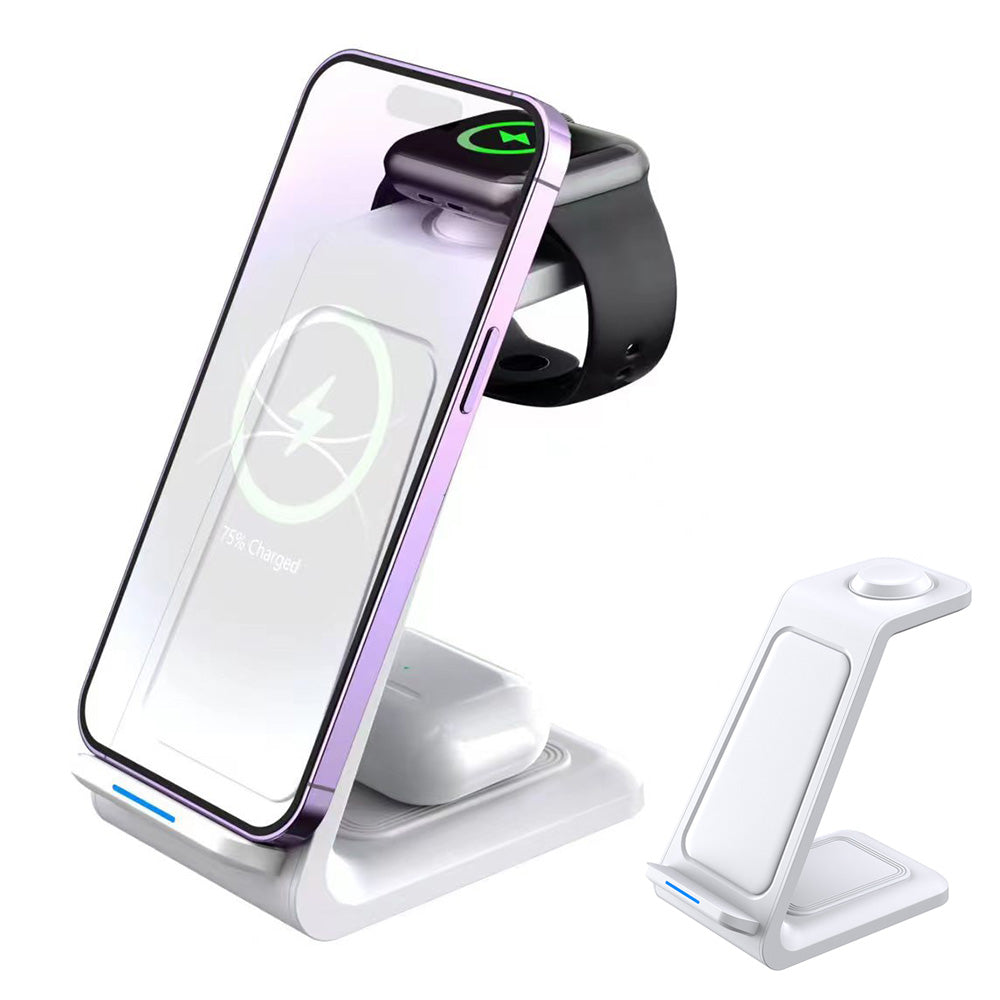 3 in 1 Wireless Charger Dock Charging Station - White