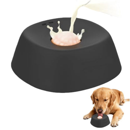 Slow Feeder Dog Bowls With Rolling Ball For Liquid Treat Training Bowl-Black