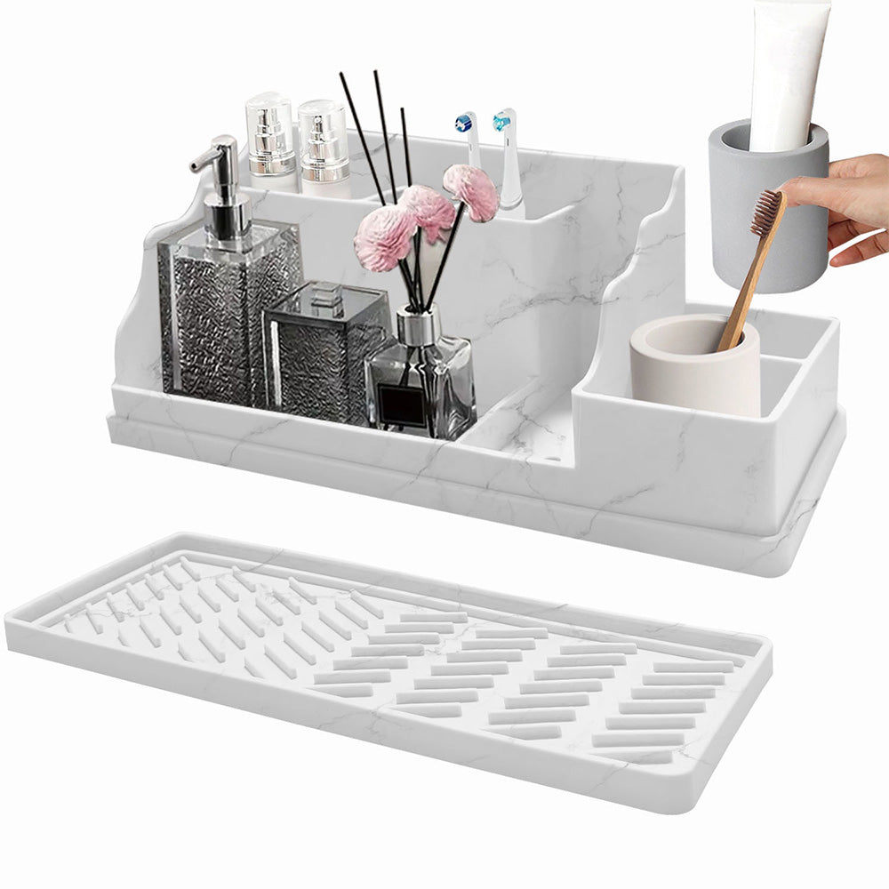 Silicone Toothbrush Holder Bathroom Organizer-White