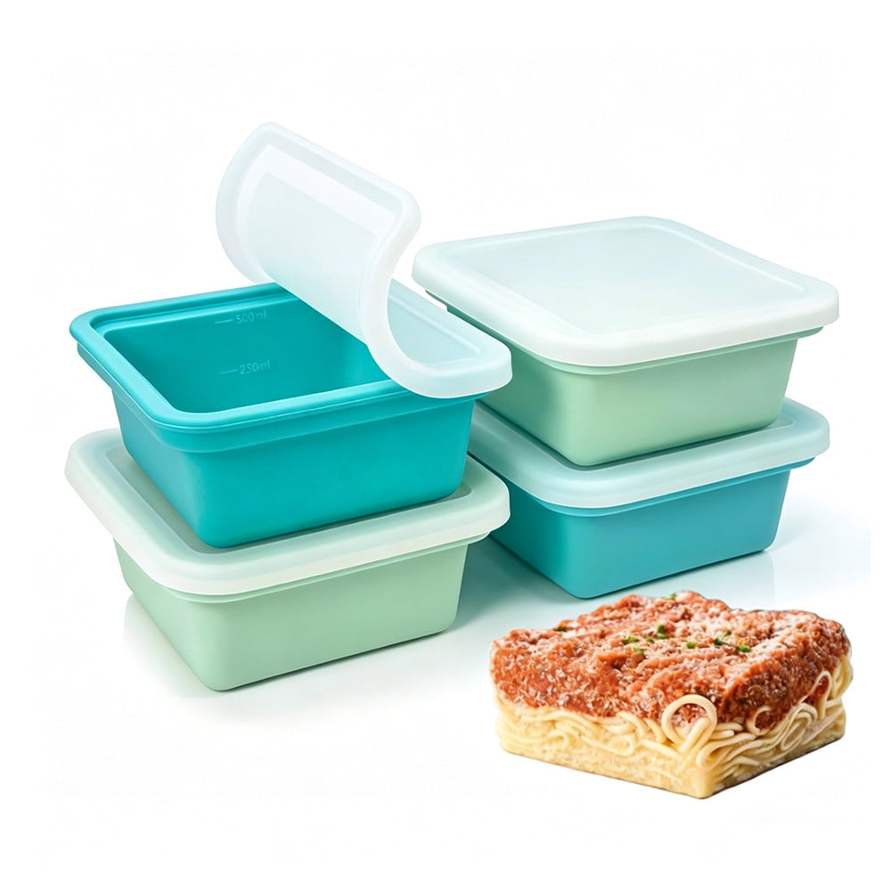 4Pcs Silicone Freezer Tray for Soup Ice Cubes Food Storage Portion Control-Blue and Green