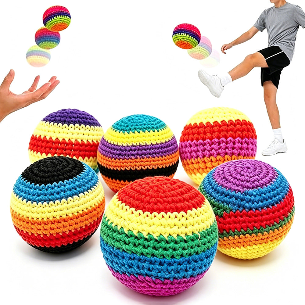 6Pcs Funny Crochet Footbag Woven Kickball Soft Knitted Kick Balls Juggling Balls for Outdoor Play