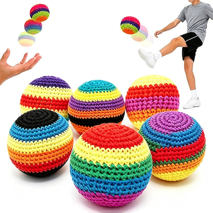 6Pcs Funny Crochet Footbag Woven Kickball Soft Knitted Kick Balls Juggling Balls for Outdoor Play