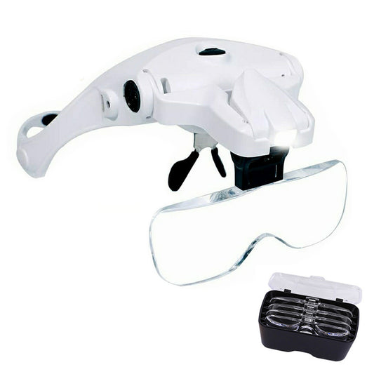USB Rechargeable LED Head Optical Glasses for Reading and Crafting