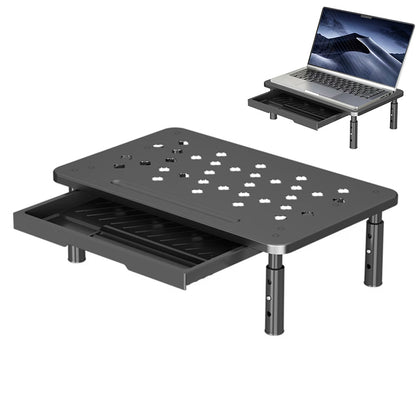 Adjustable Monitor Stand Riser with Drawer Storage Metal Desk Organizer