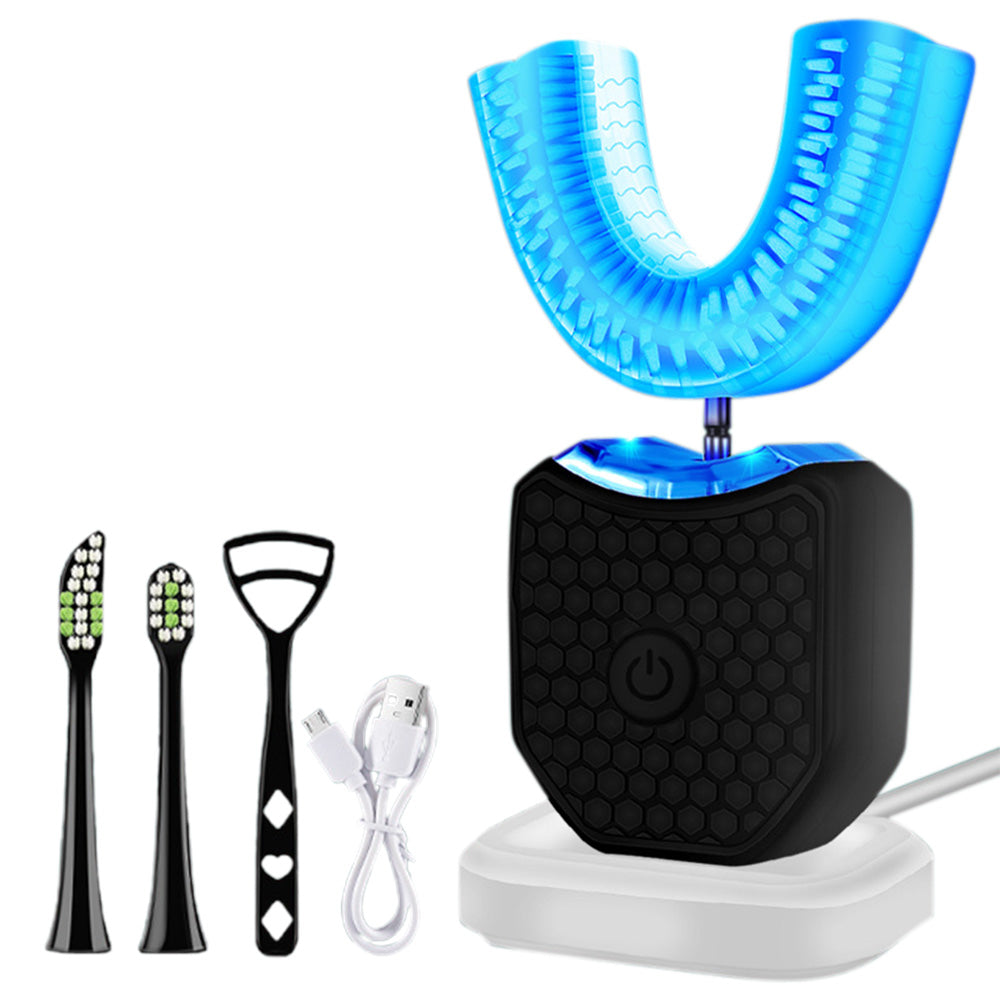 Rechargeable U-Shaped Electric Toothbrush Set for Daily Oral Care-Black