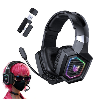 2.4GHz Wireless Gaming Headset with Flip Microphone for PC-Black