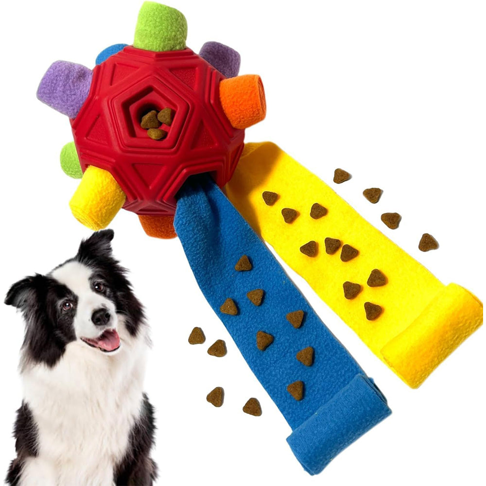 Dog Snuffle Ball Slow Feeder Puzzle Toy for Treats-Red
