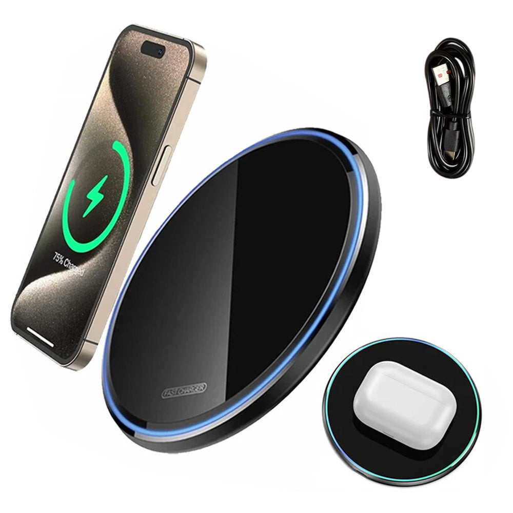 Fast Wireless Charger Pad with Mirror Surface for Phone-Black