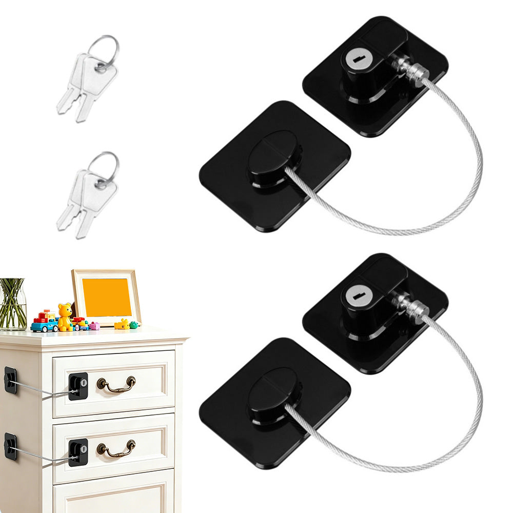 2 Pack Fridge Lock with Keys-Black