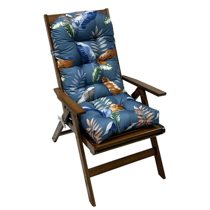 High Back Rocking Chair Cushion Water Resistant Outdoor Seat Pad-Blue