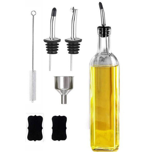 Glass Olive Oil Bottle Dispenser Oil And Vinegar Cruet With Pourers And Funnel -Clear