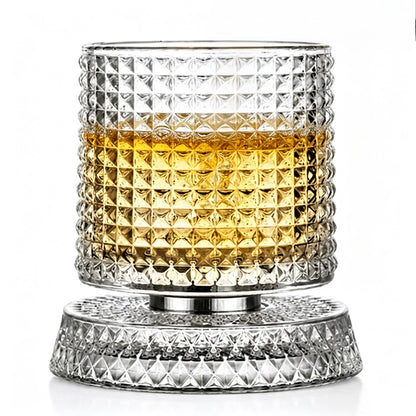 270ML Rotating Transparent Whiskey Glass - Checkered Style