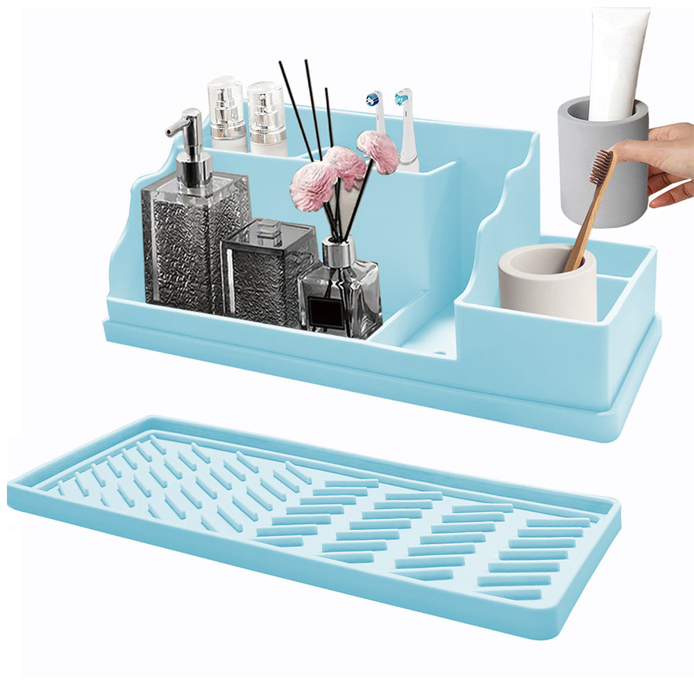 Silicone Toothbrush Holder Bathroom Organizer-Blue