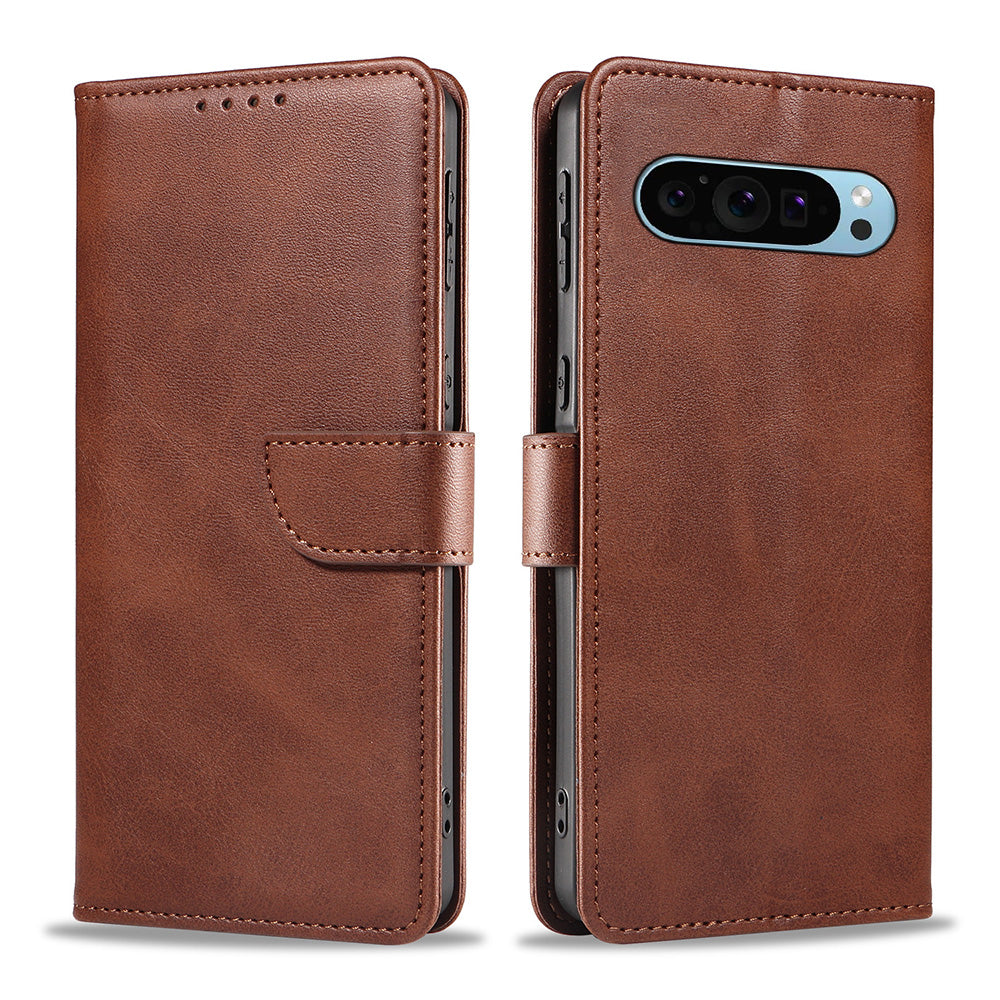Wallet Case for Pixel 10 and 10 Pro Holder Snap-Lock Flip Cover-Coffee