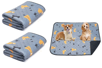 2Pcs Washable Pet Dog Training Pee Pad Reusable Absorbent Cushion Pet Pee Mat-Blue