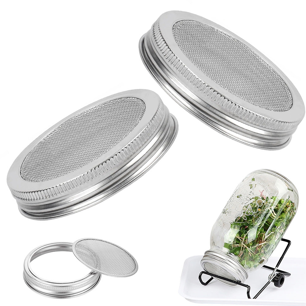 Stainless Steel Sprouting Lid with Mesh Filter for 32 oz Wide Mouth Mason Jars