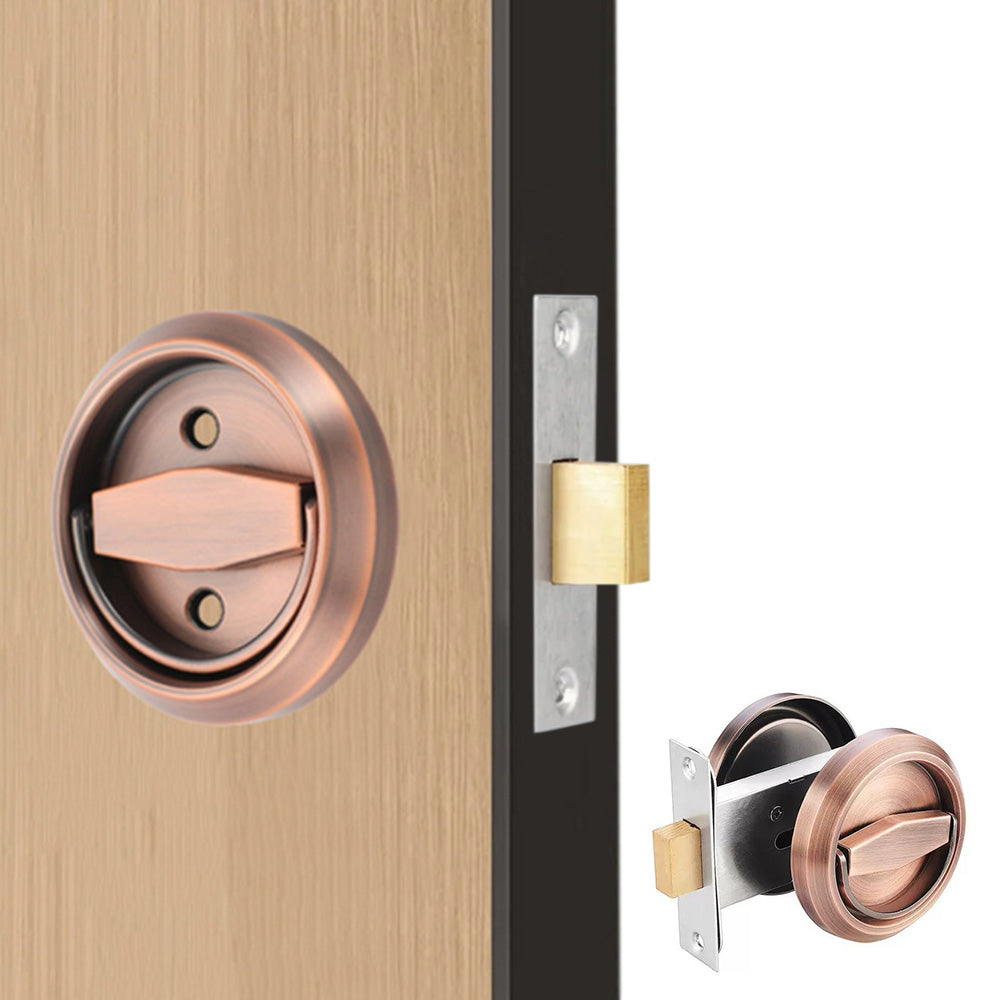 Hidden Door Lock Invisible Latch Double Sided Privacy Lock for Bedroom Bathroom Stainless Steel-Red Bronze