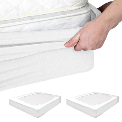 2Pcs Elastic Box Spring Mattress Foundation Cover -White