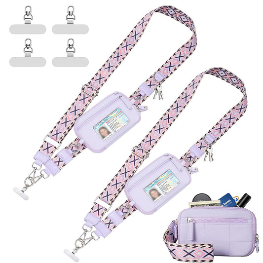 2Pcs Phone Lanyard Clip and Go Strap for Phone with Wallet Crossbody -Purple