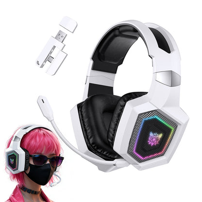 2.4GHz Wireless Gaming Headset with Flip Microphone for PC-White