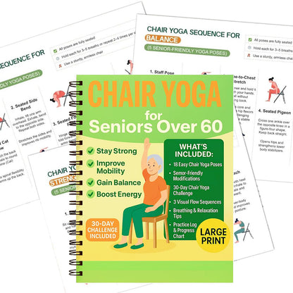 Chair Yoga Book Home Fitness Training Journal-Light Green