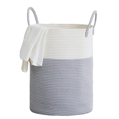 Large Woven Laundry Basket Cotton Rope Hamper for Laundry Toys & Blankets-Grey