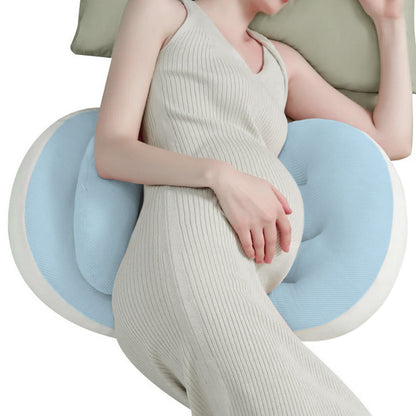 Portable Pregnancy Pillow W Shaped Maternity Support For Side Sleepers-Blue
