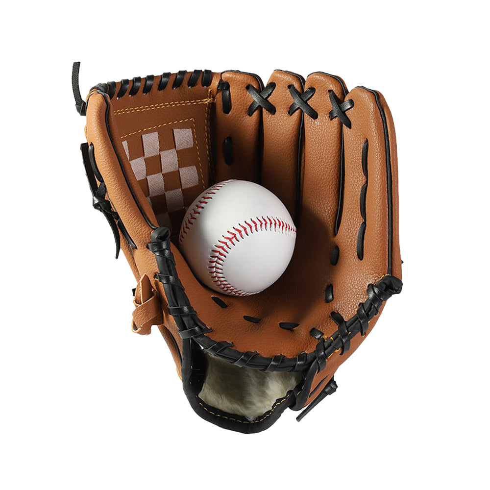1X Baseball Glove Softball Training Mitt Left Hand Gloves for Children Adult Brown