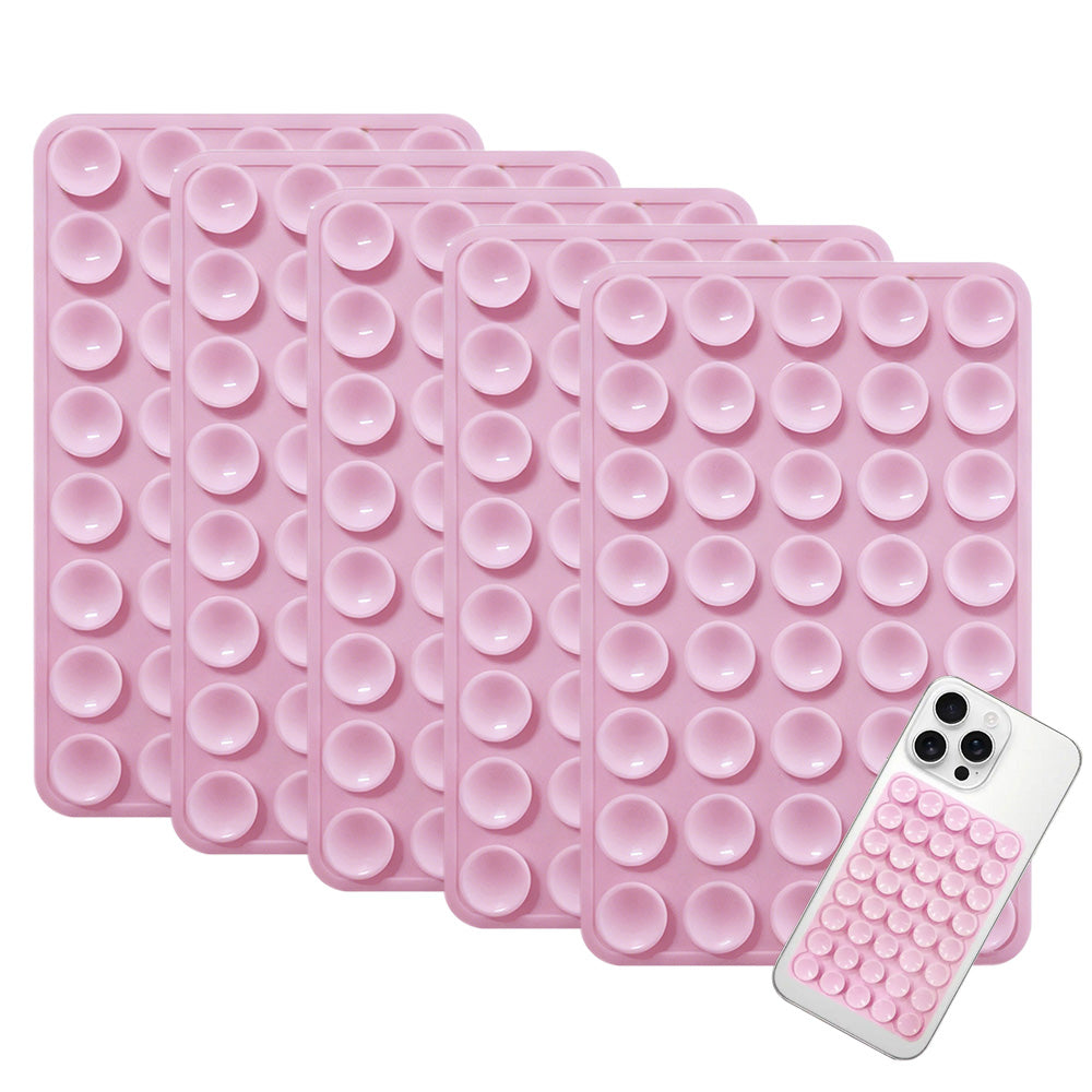 5 Pack Double Sided Silicone Phone Suction Pad 80 Stickers Grip for Car Desk Holder-Pink