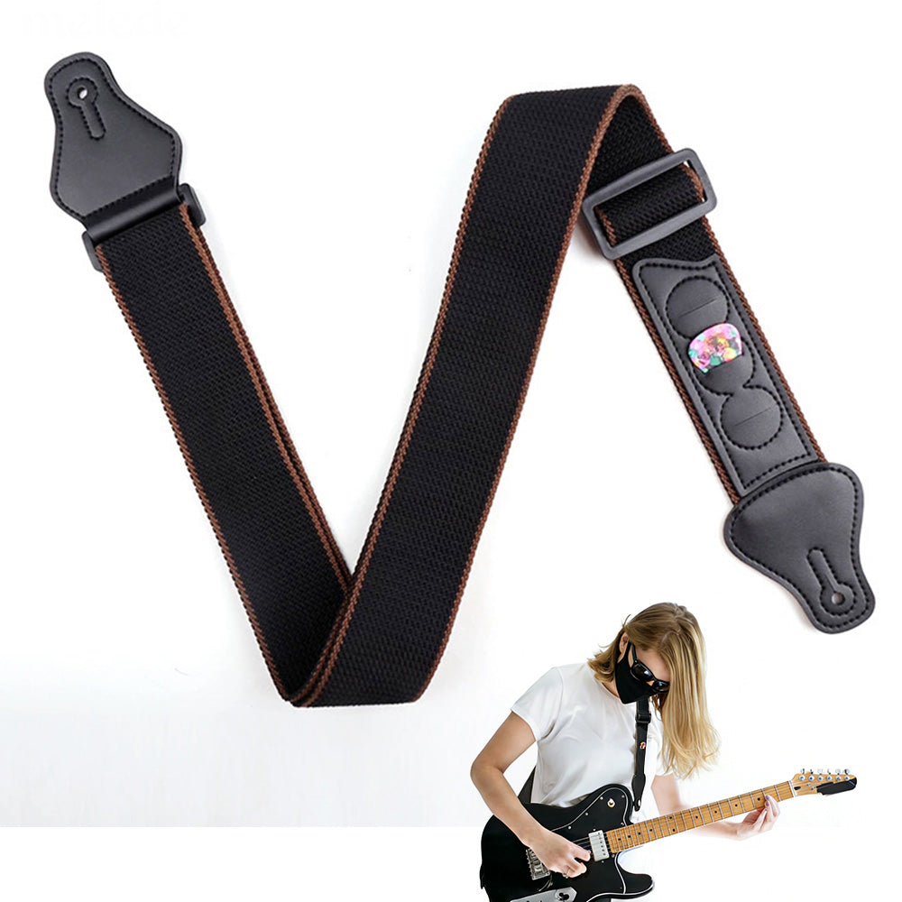 Guitar Strap for Acoustic Classic Electric and Bass Guitars -Black