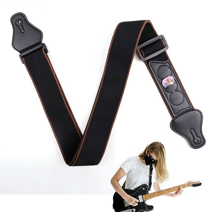 Guitar Strap for Acoustic Classic Electric and Bass Guitars -Black