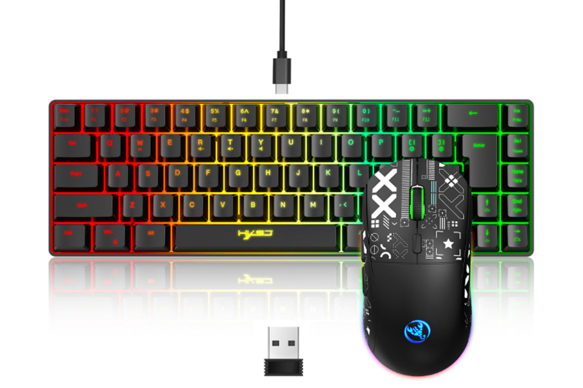 Mini Gaming Keyboard and Mouse Combo Wired K68 RGB Streamer Mini Gaming Keyboard Membrane Keyboard-Black