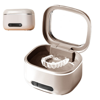 Portable Ultrasonic Retainer Cleaner Dental Appliance Cleaning Machine -Beige