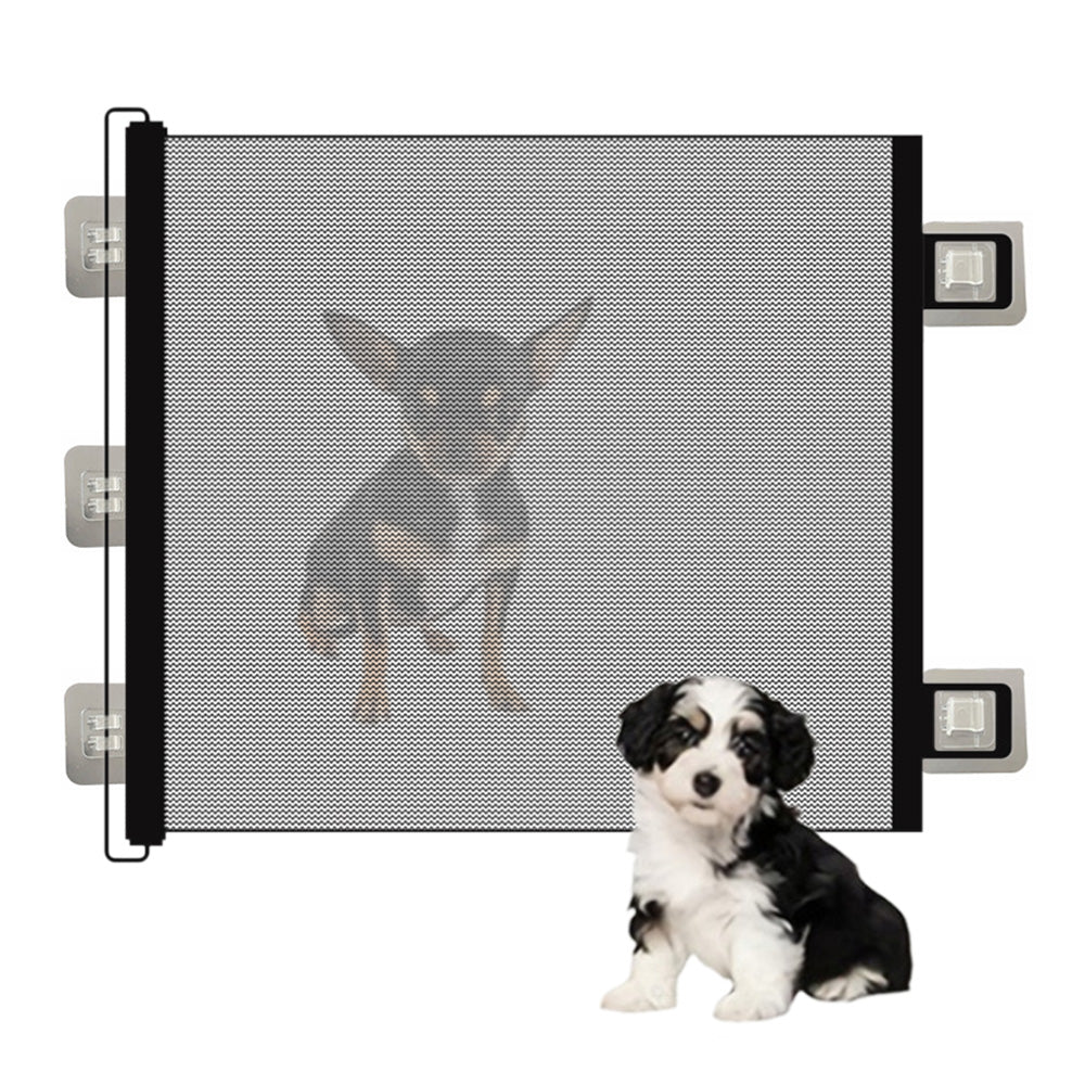 Retractable Dog Gate for Outdoor Staris Hallways Doorways No Drill-Black