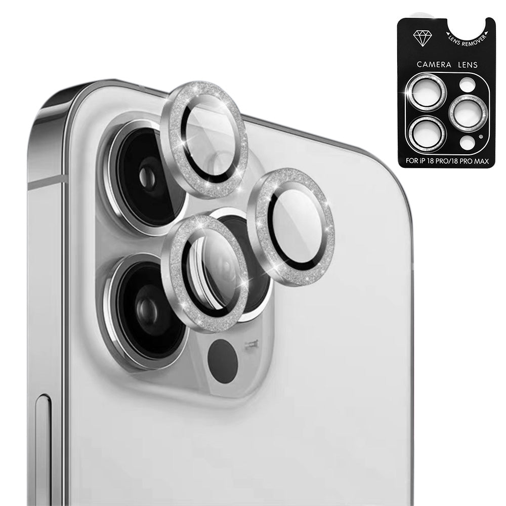 Glitter Camera Lens Protector for iPhone 18 Pro Max Alumina Glass Lens Cover Silver