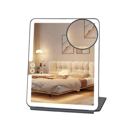 Dimming Folding Lighted Makeup Mirror Rechargeable Vanity Mirror with 10X Magnifying Mirror Black